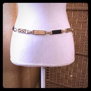 CHICOS gold plate animal print belt